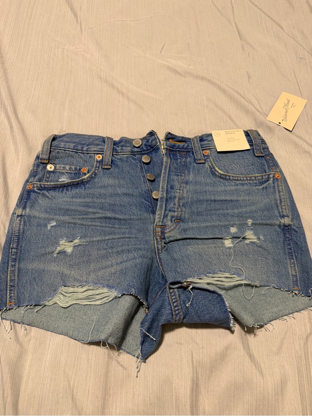 Universal Thread Distressed Blue High-Rise Jean Shorts
